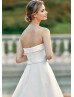 Strapless Ivory Satin Organza Wedding Dress With Pockets
